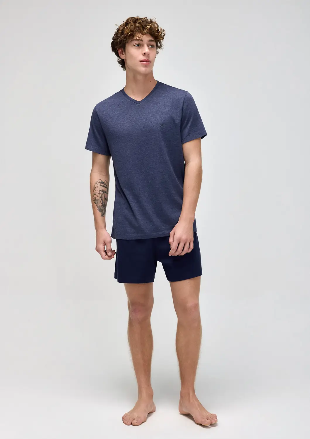 Pijama Masculino Curto Em Malha — Azul marinho — foto 1 de 5