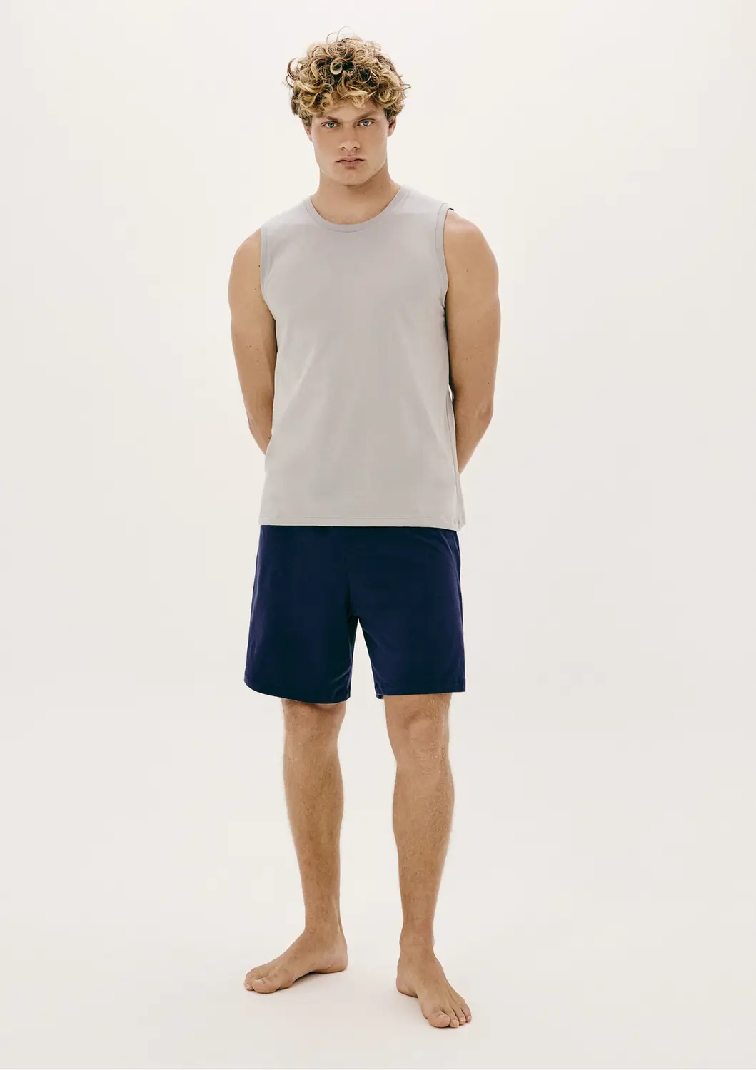 Pijama Curto Masculino Em Malha De Algodão — Cinza — foto 1 de 5